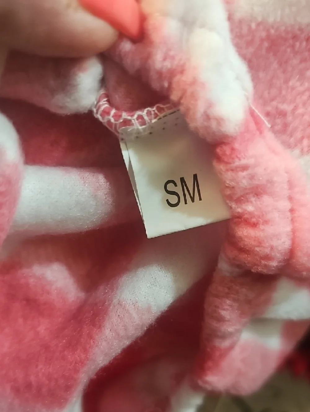 Pink and White NWOT Checkered Plush Dog Romper S/M